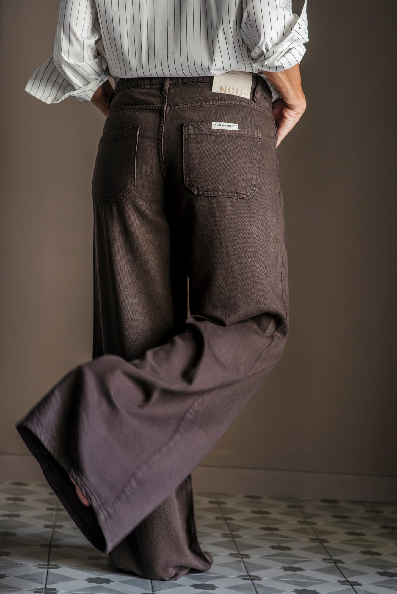 Pantalone wide leg in tencel fondente