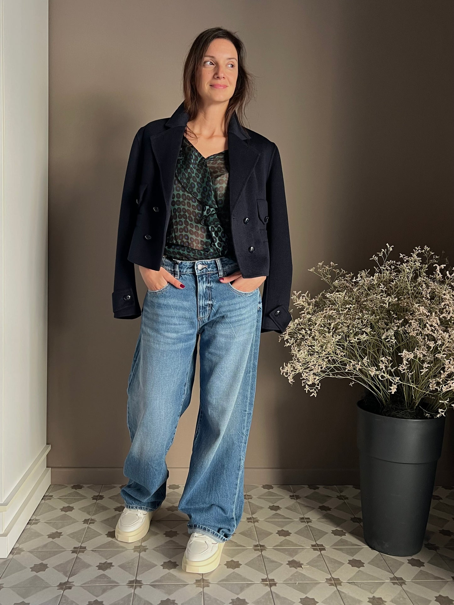 Camicia in viscosa e seta a pois