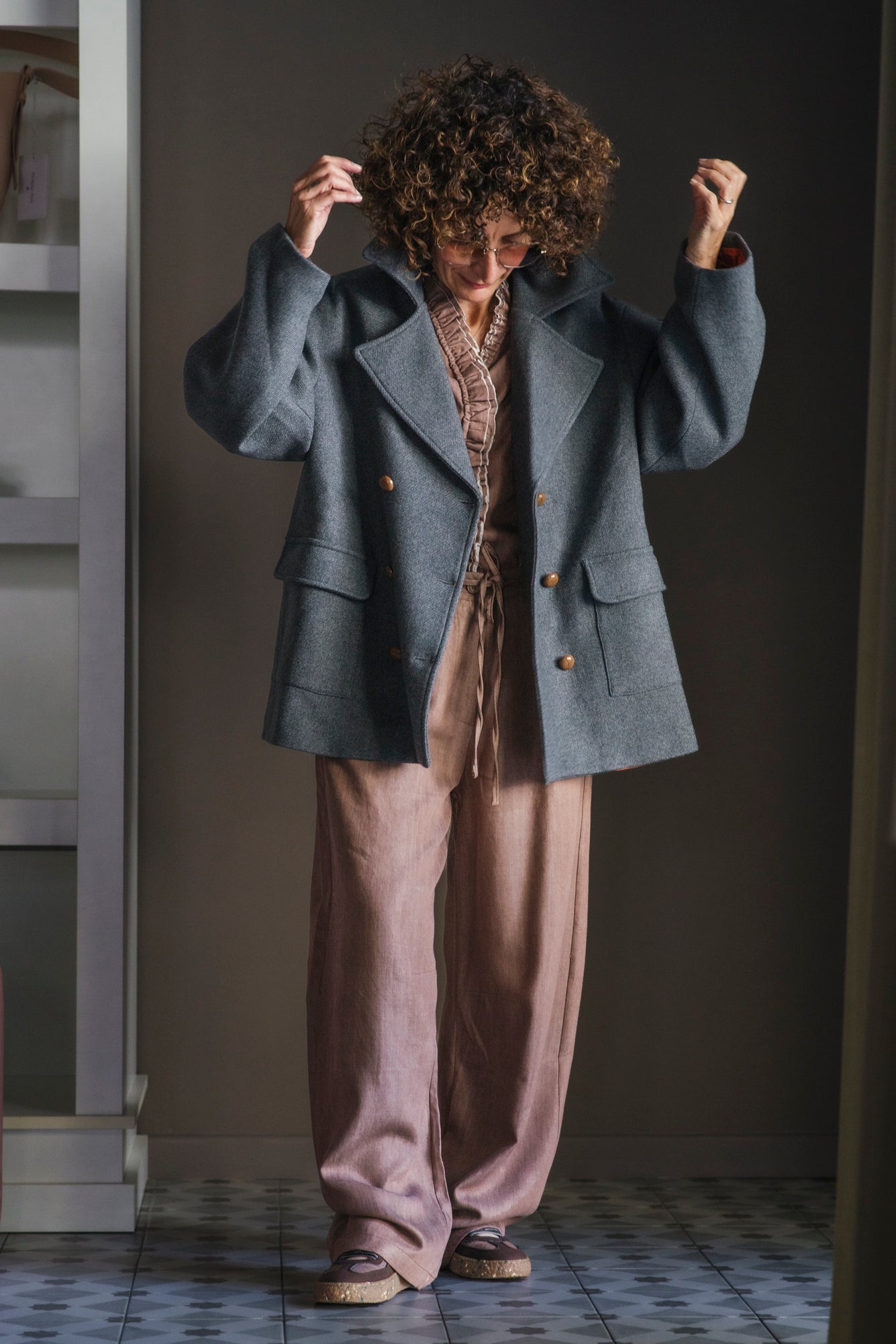 Caban oversize grigio