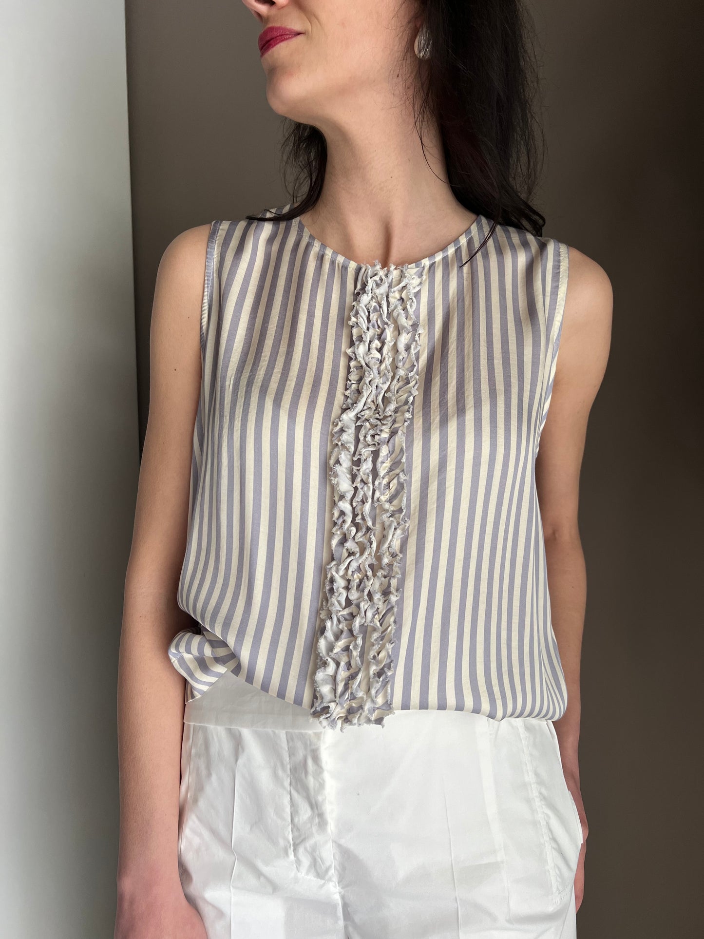 Blusa rigata in viscosa