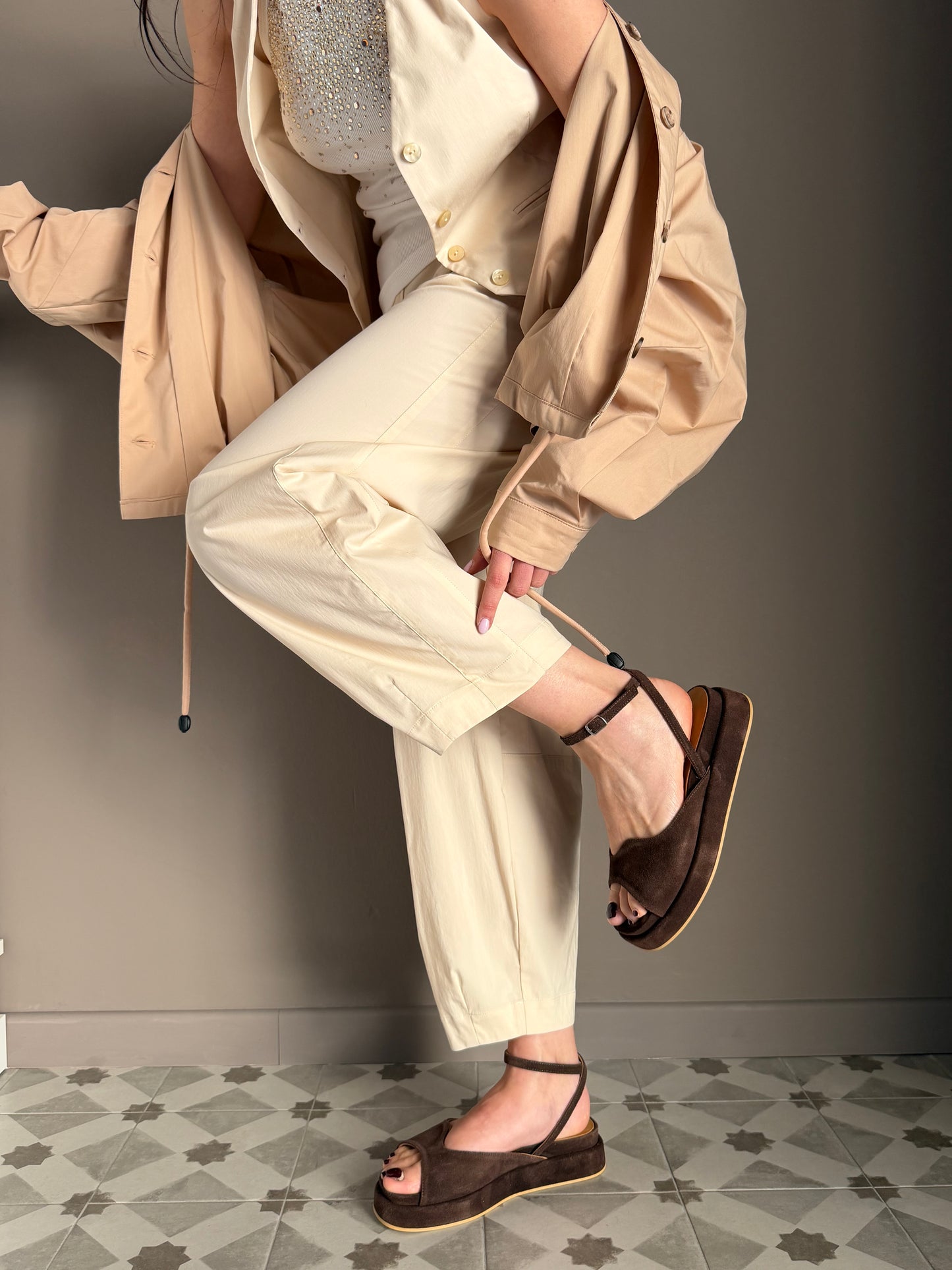 Sandalo Anna F. in Suede Testa di Moro