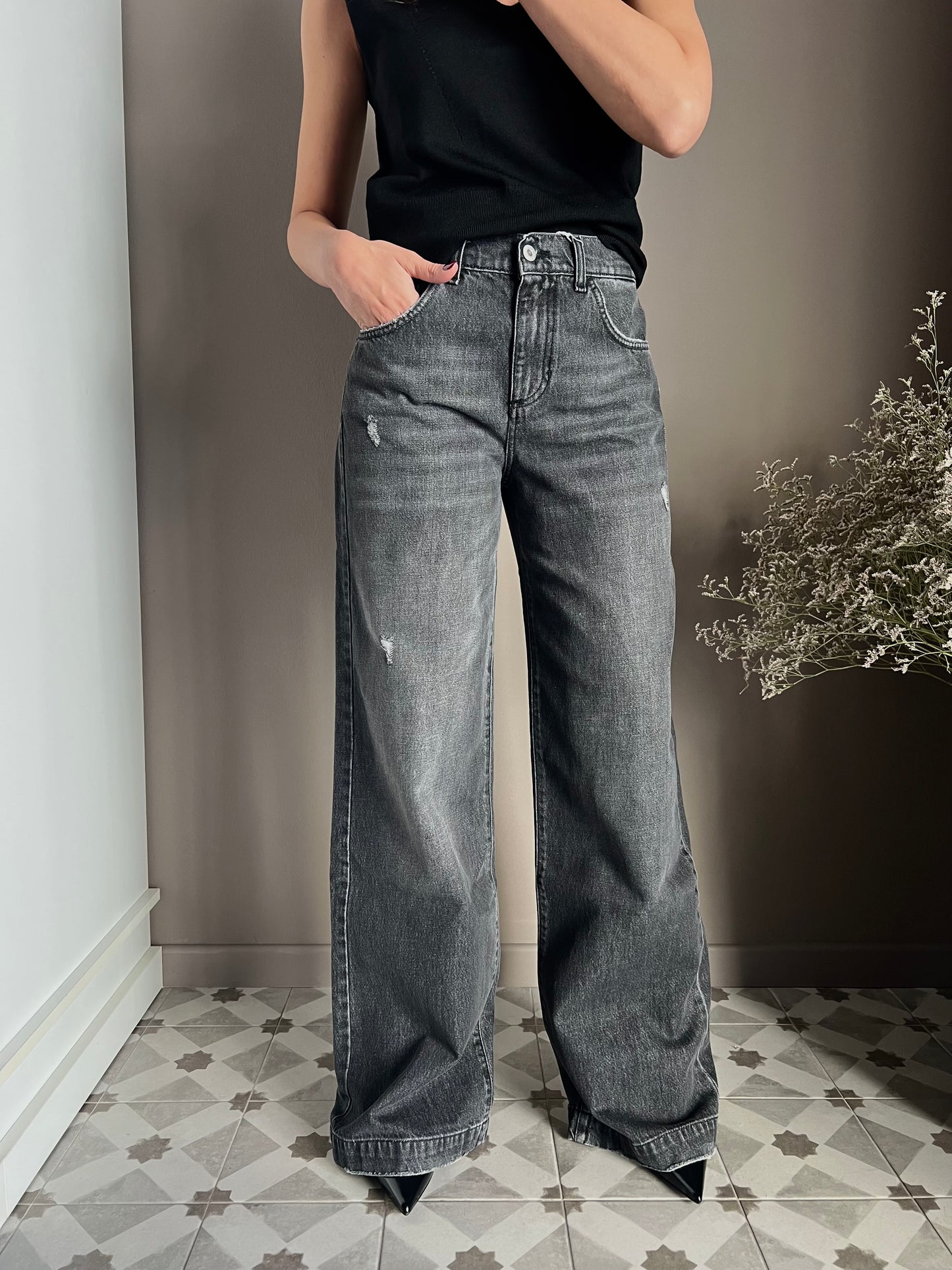Pantalone denim Noumeno Concept gamba larga