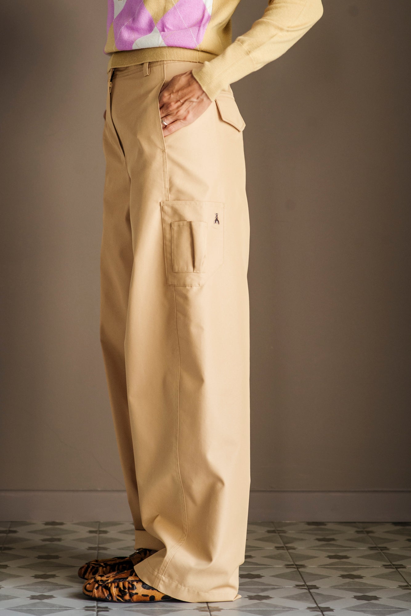 Pantalone cargo beige