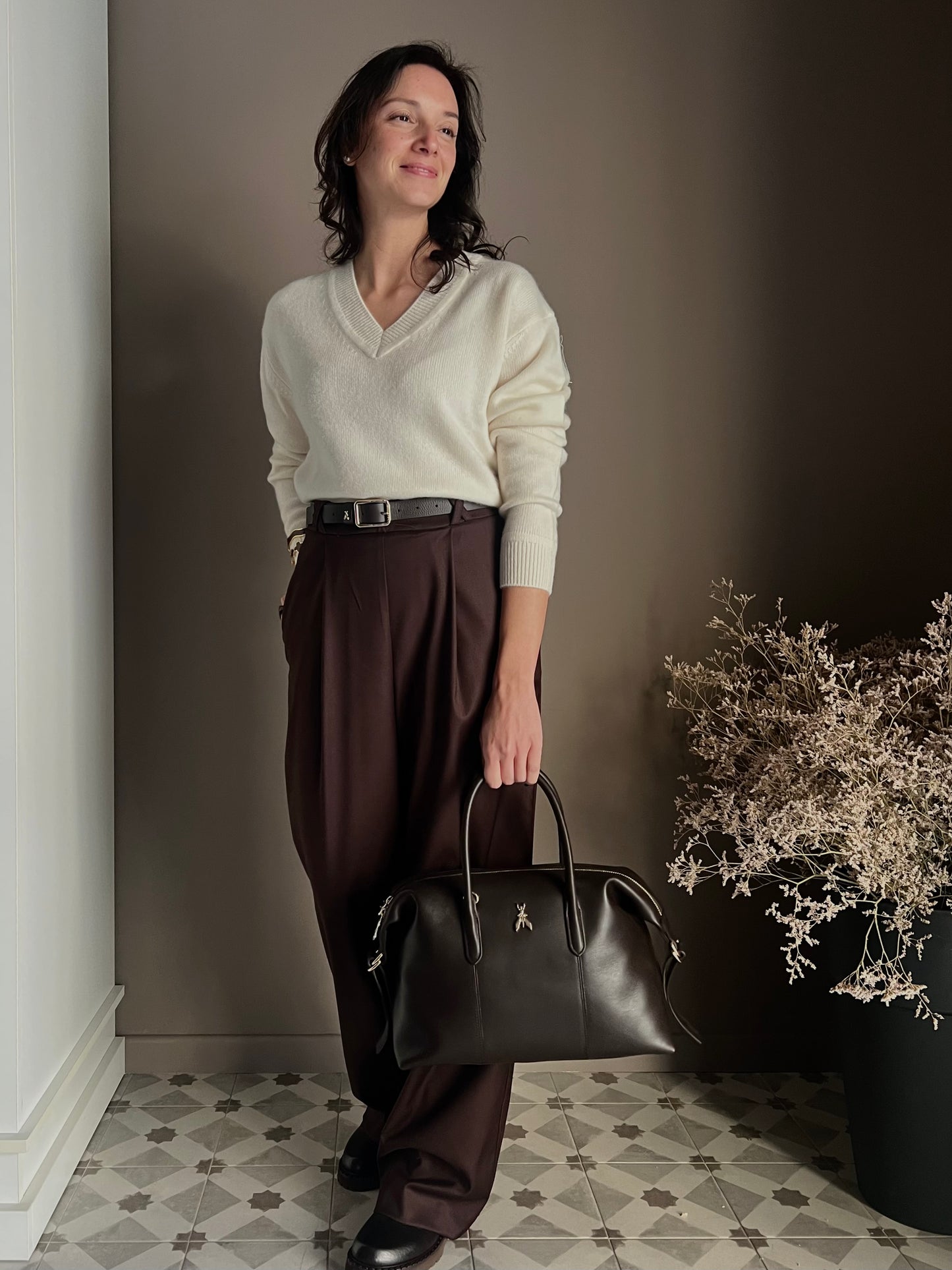 Maglia scollo a V in 100% cashemire milk