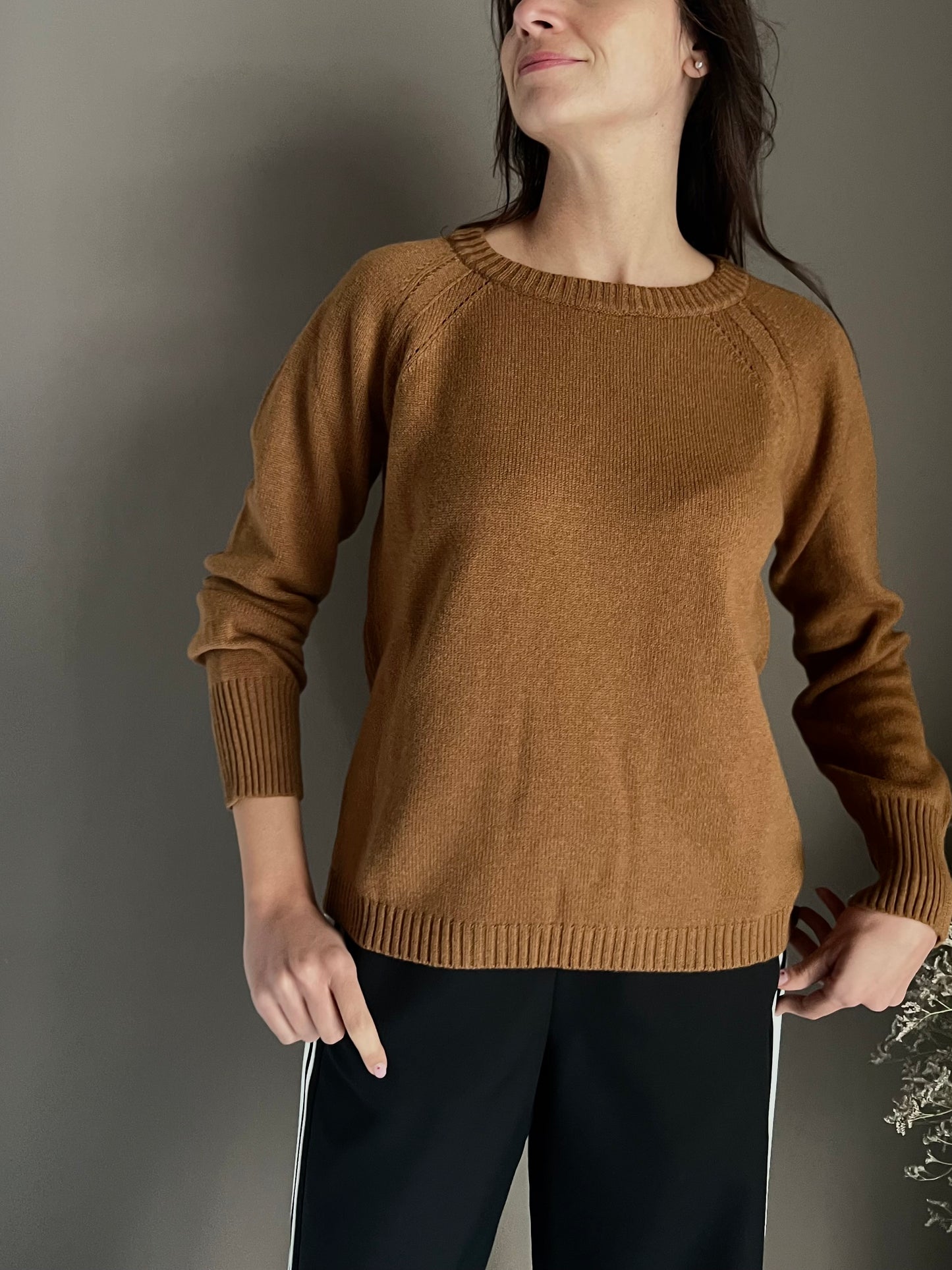 Maglia Classica Solo Tre in Pura Lana Color Cammello