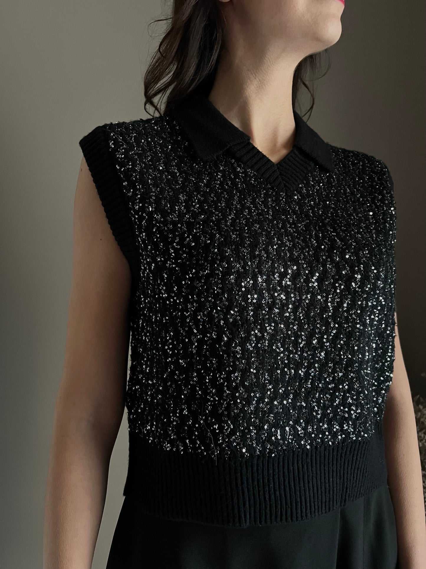 Gilet in maglia con paillettes