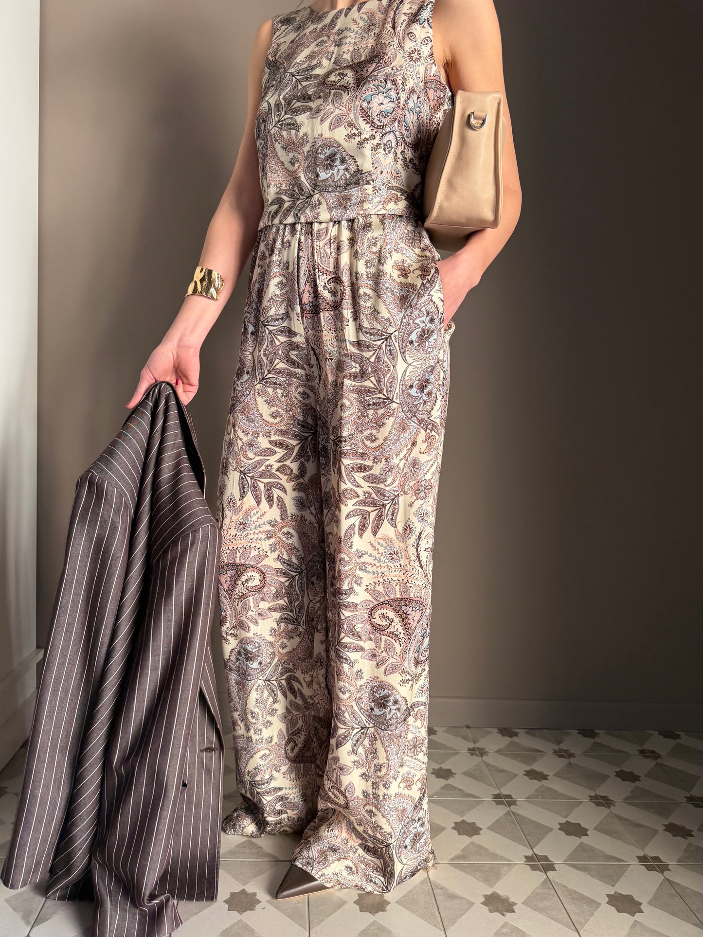 Pantalone fluido in fantasia