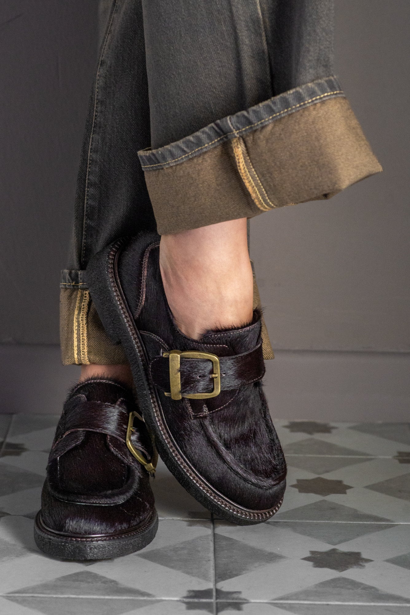 Mocassino monkstrap in cavallino moro
