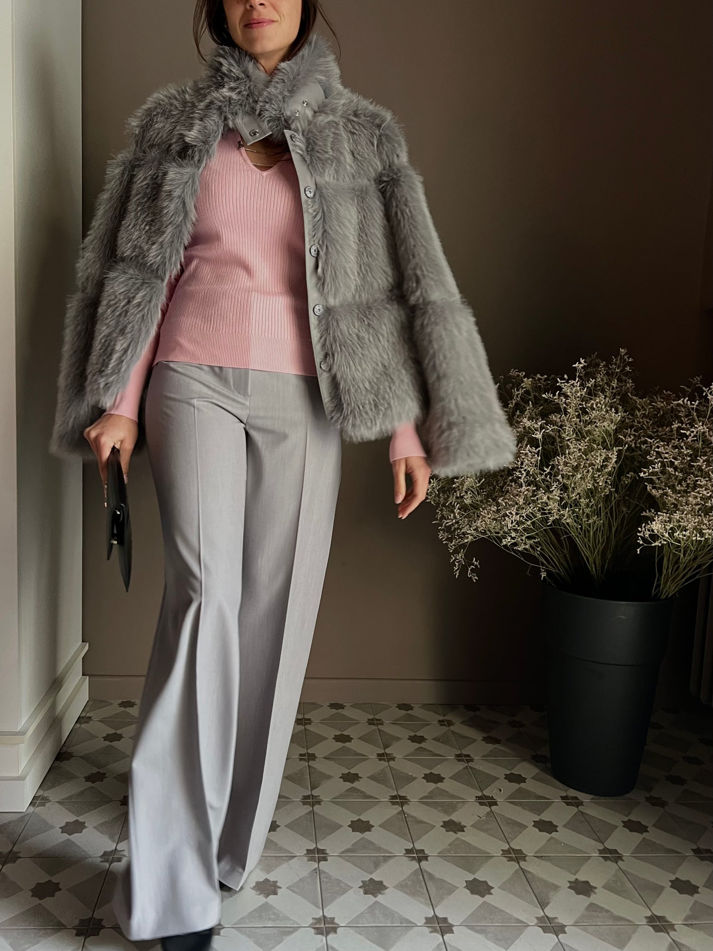 Pantalone elegante a palazzo “Essential” Gray melange