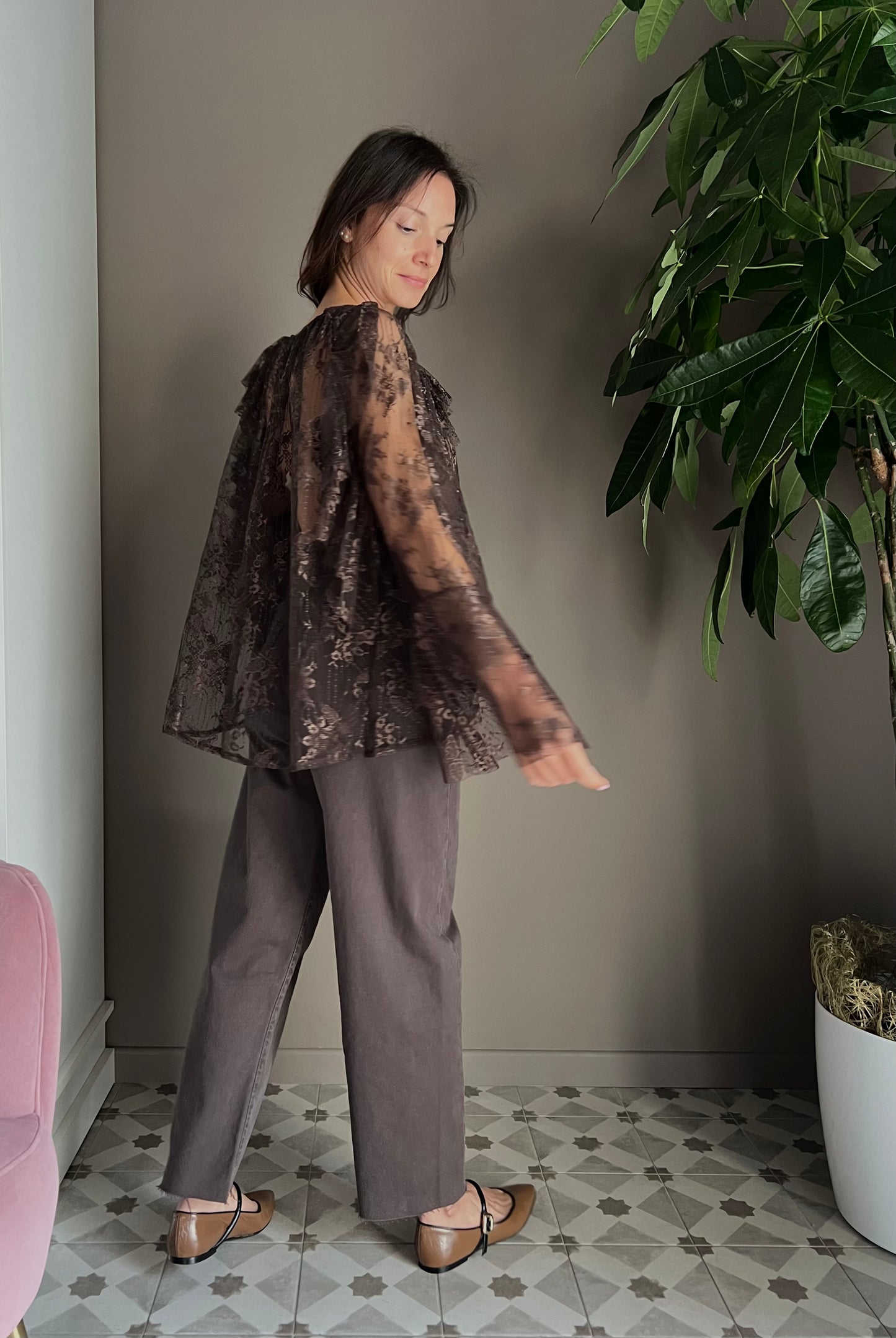 Blusa in pizzo So Allure fondente