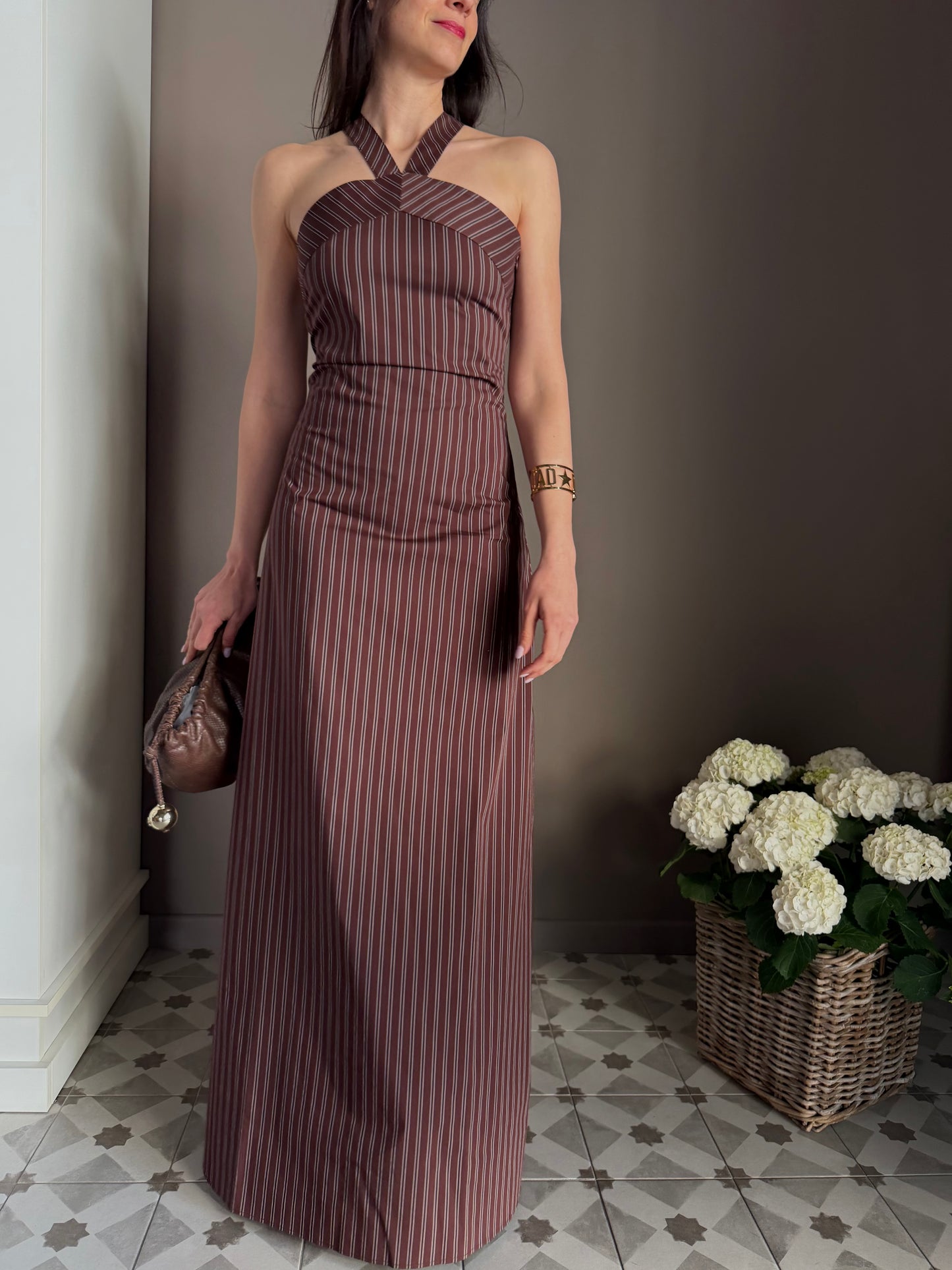 Abito Lungo Brown Stripes