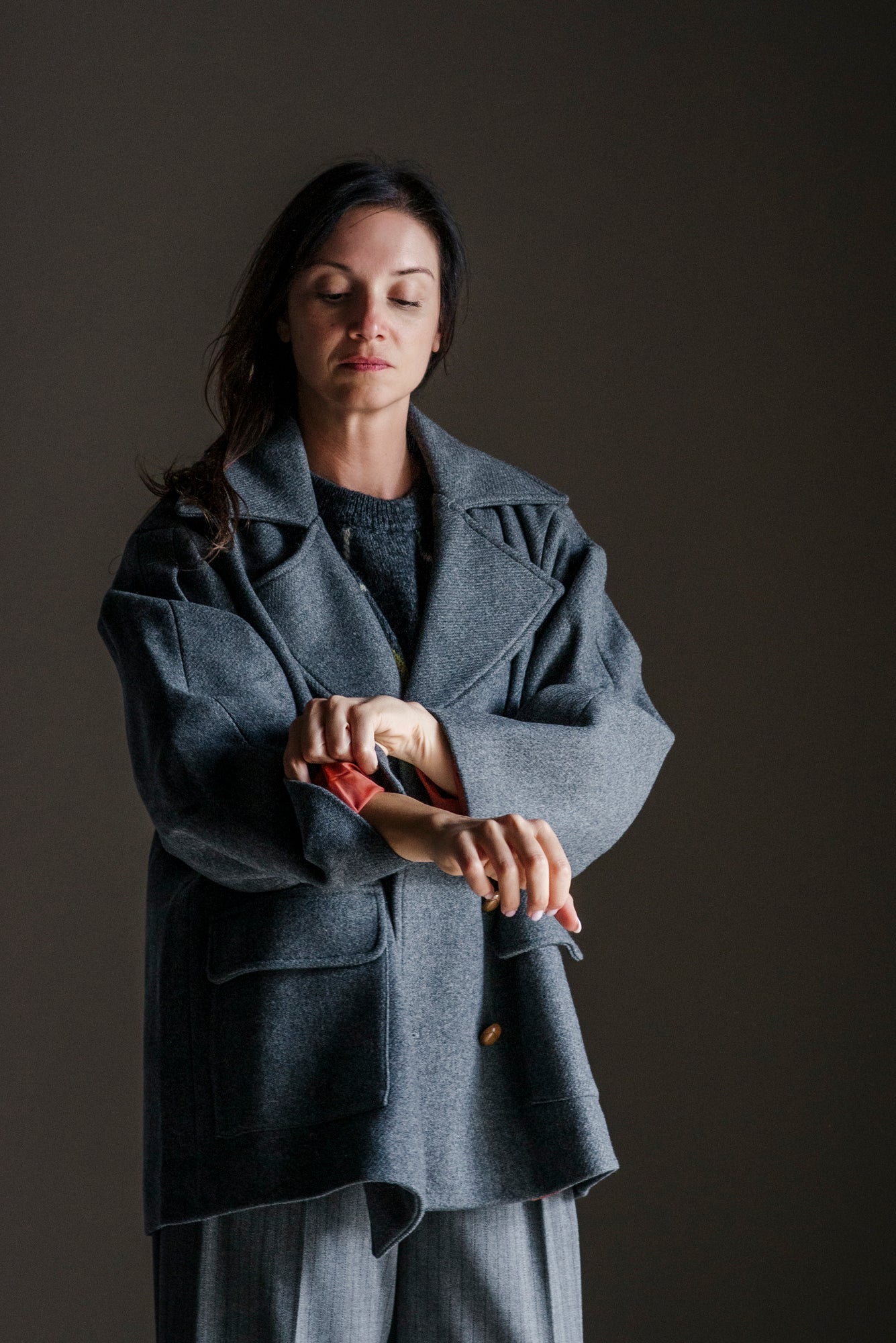 Caban oversize grigio