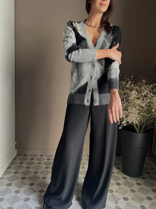 Cardigan losanghe in misto lana e Alpaca