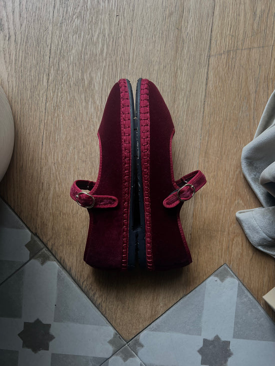 Mary Jane in velluto Bordeaux