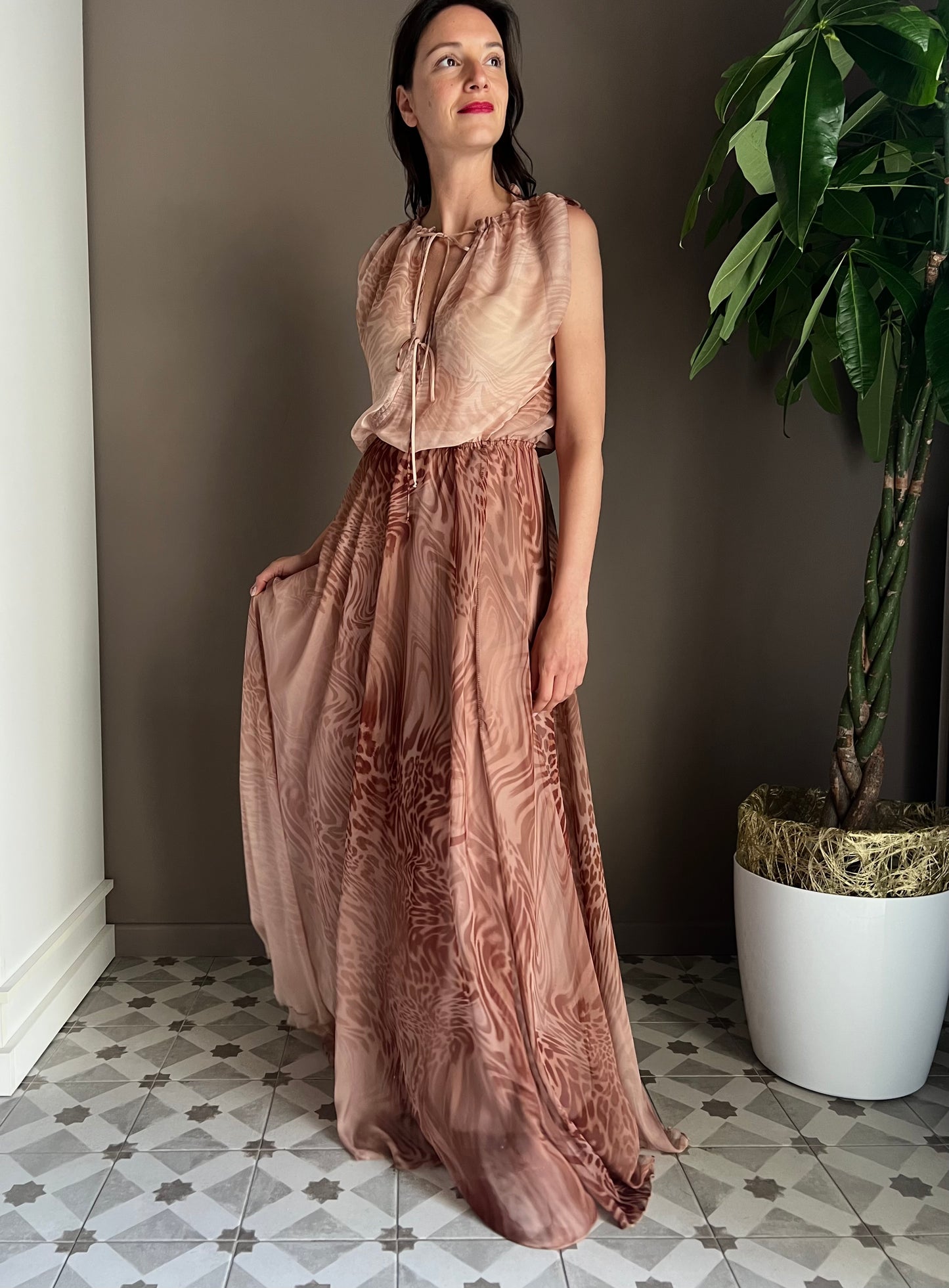 Abito in georgette animalier