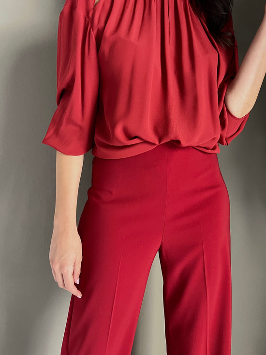 Pantalone in crepe fluido velvet red