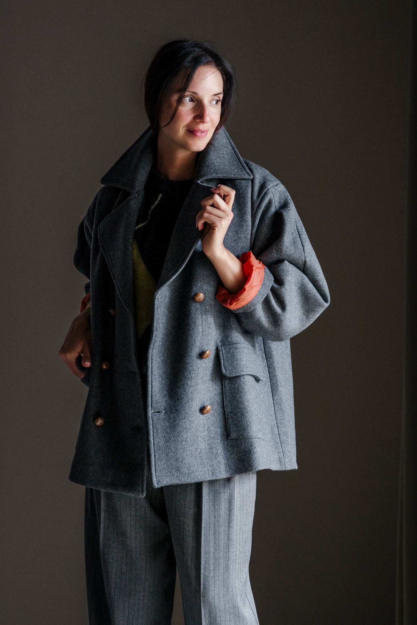 Caban oversize grigio