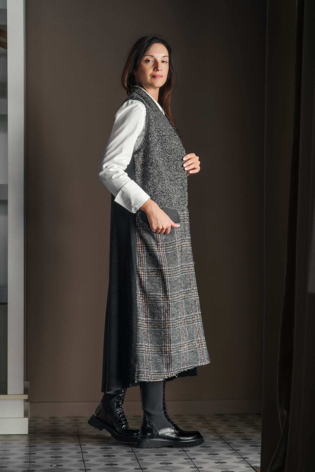 Cappotto senza maniche Patchwork