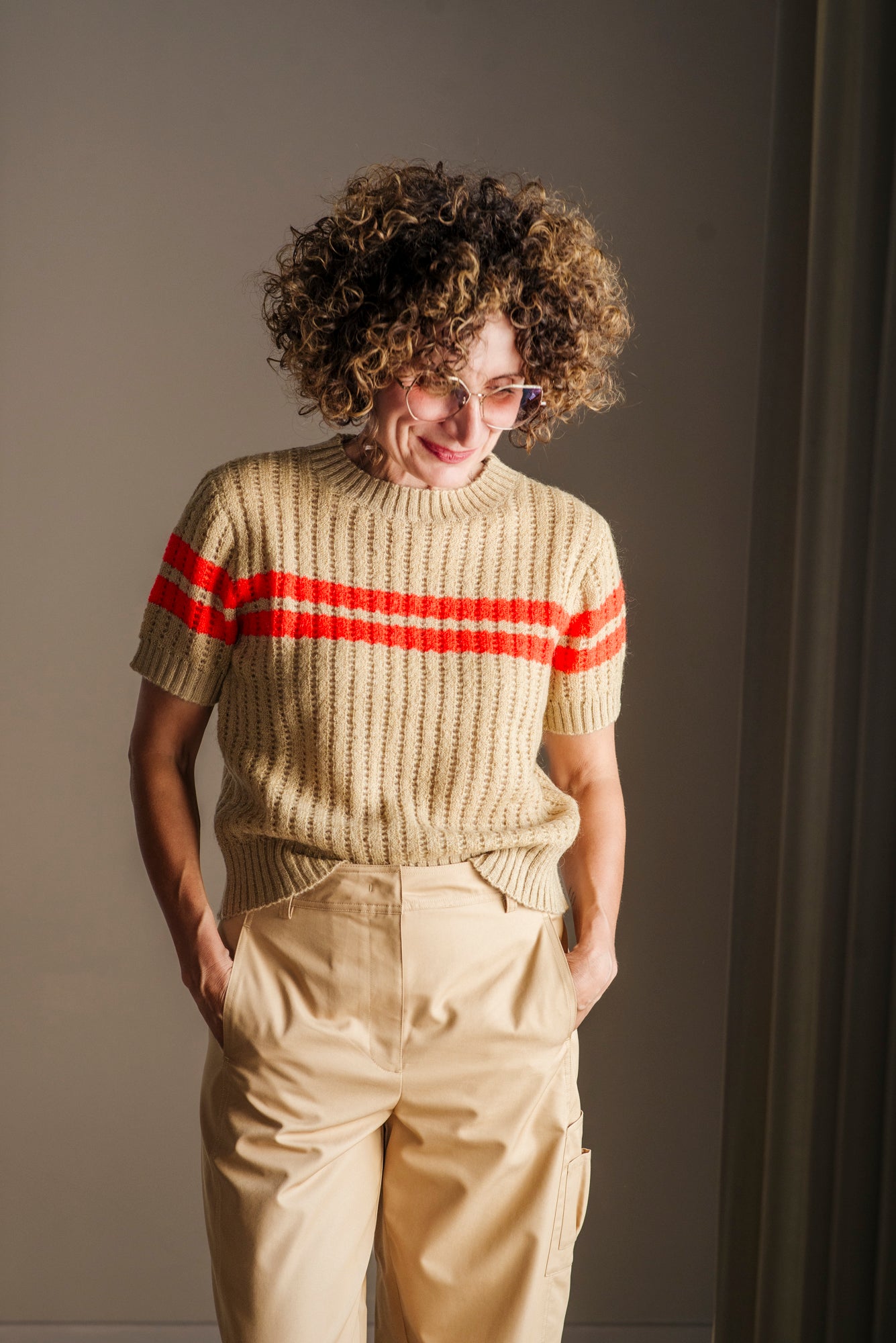 Maglia a coste beige Orange