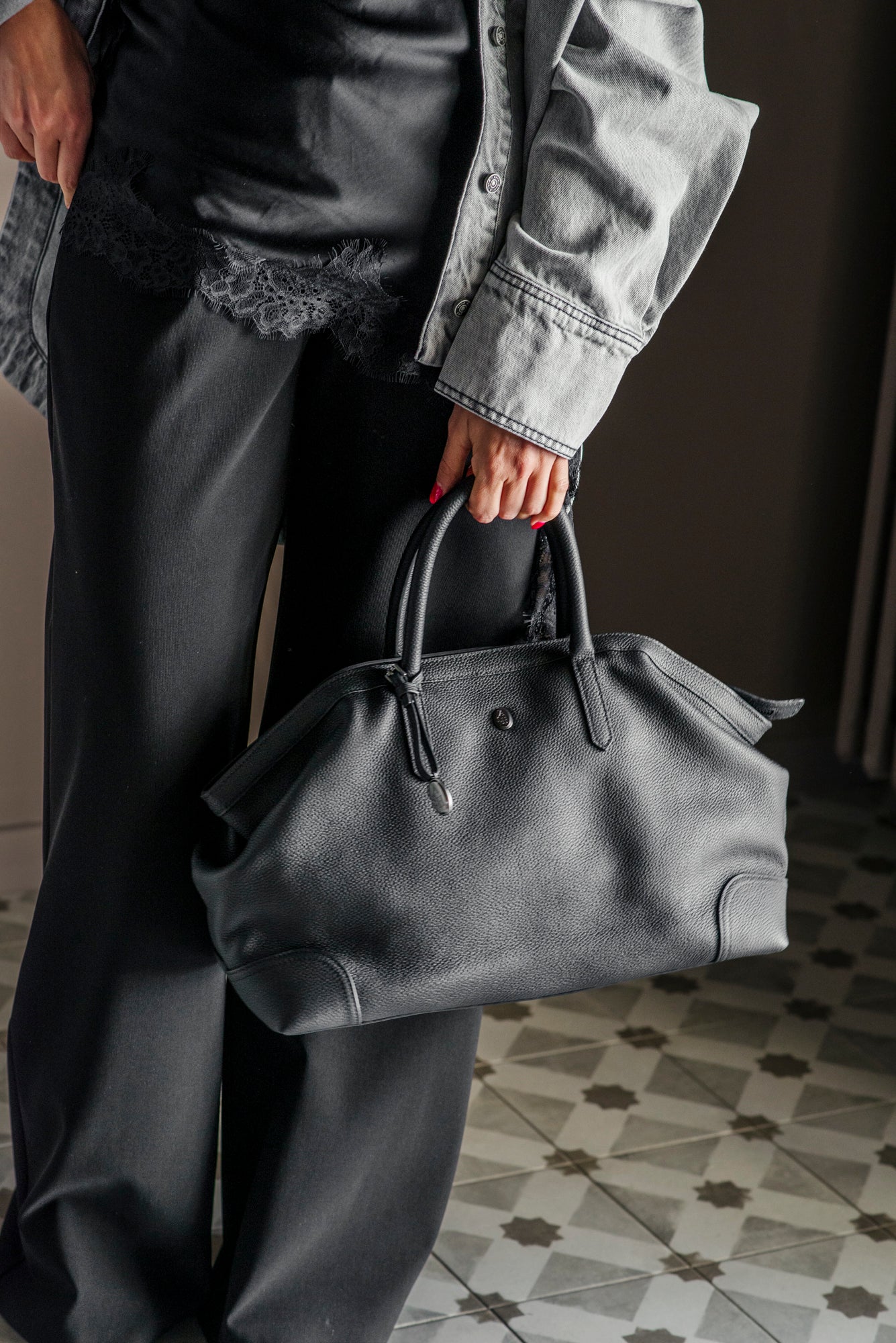 Borsa in pelle Martellata – Ash