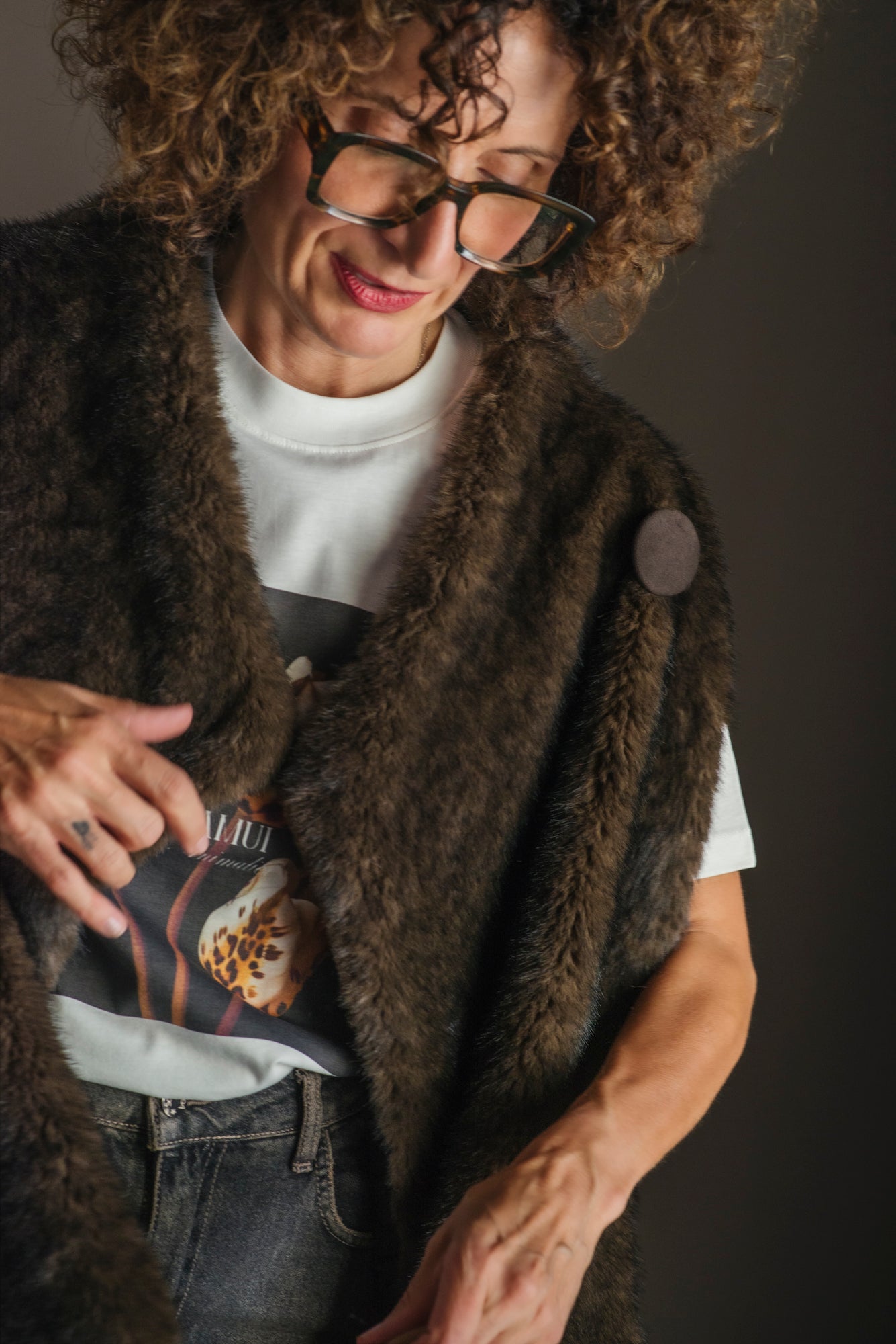 Gilet in ecopelliccia moro