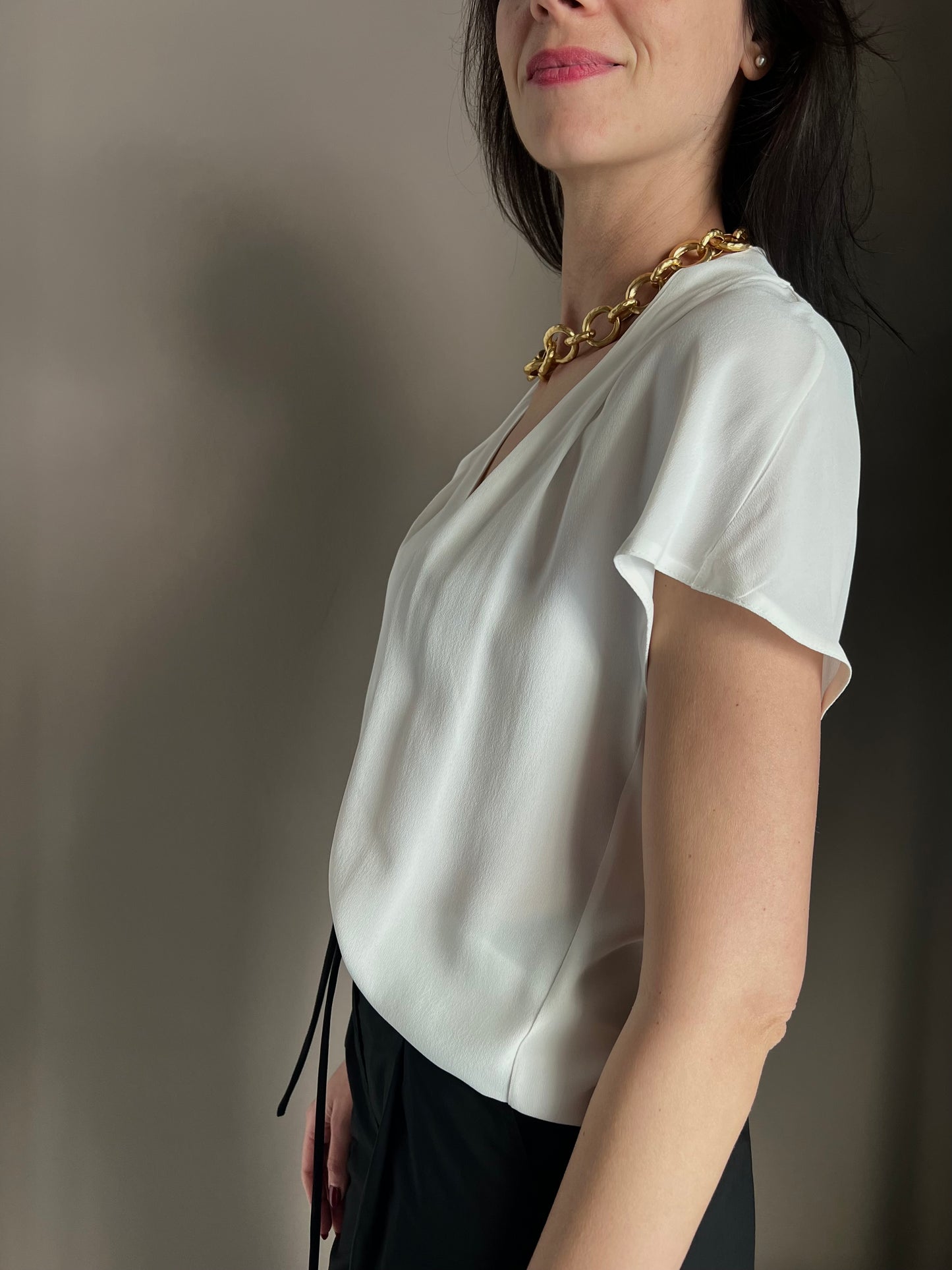 Blusa in viscosa scollo a V