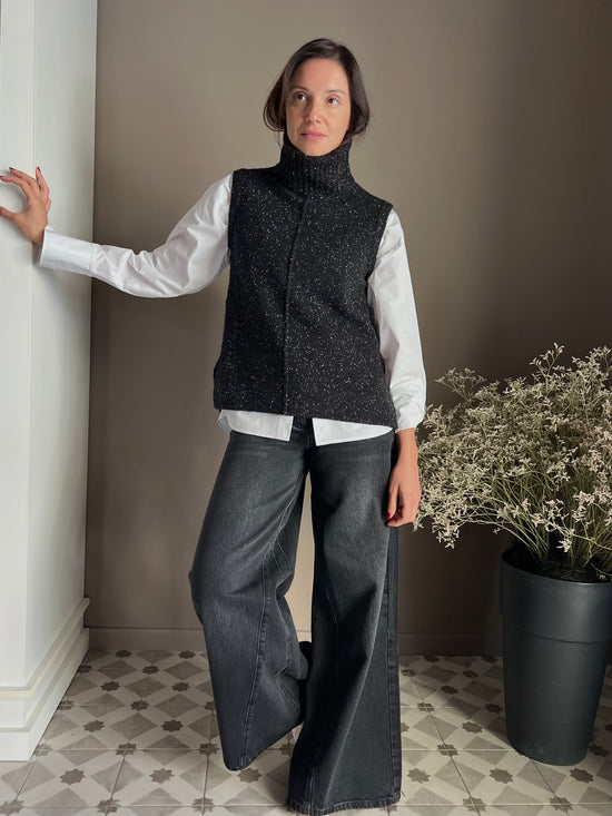 Gilet collo alto in lana