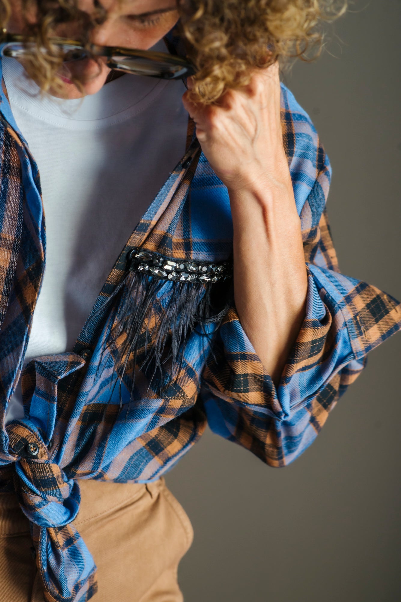 Camicia tartan over con dettagli