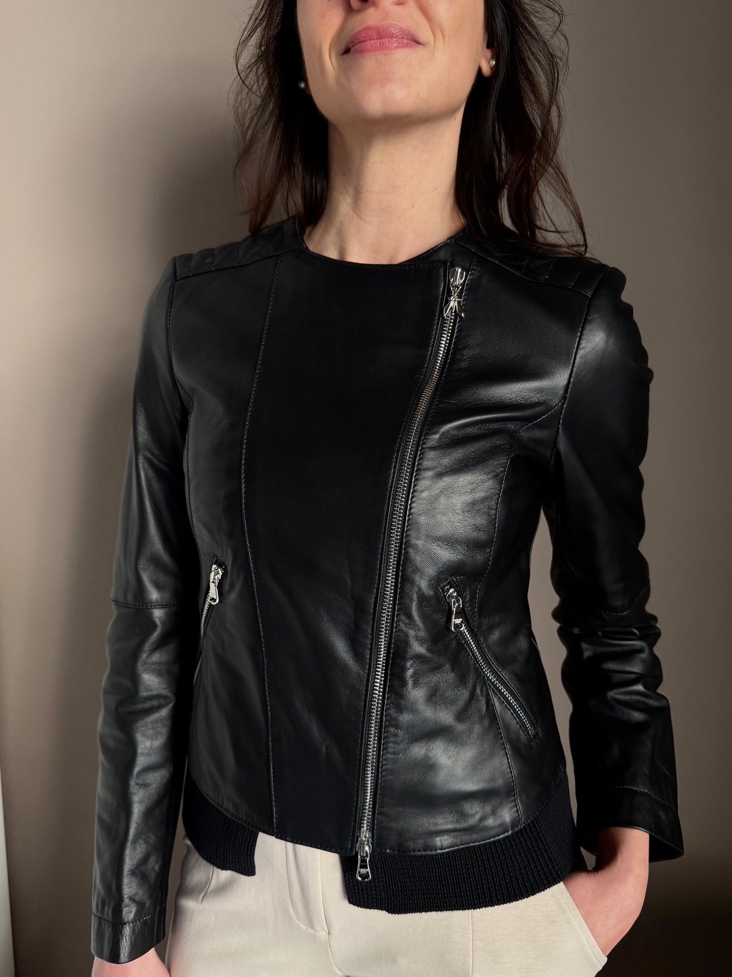 Giacca biker in pelle