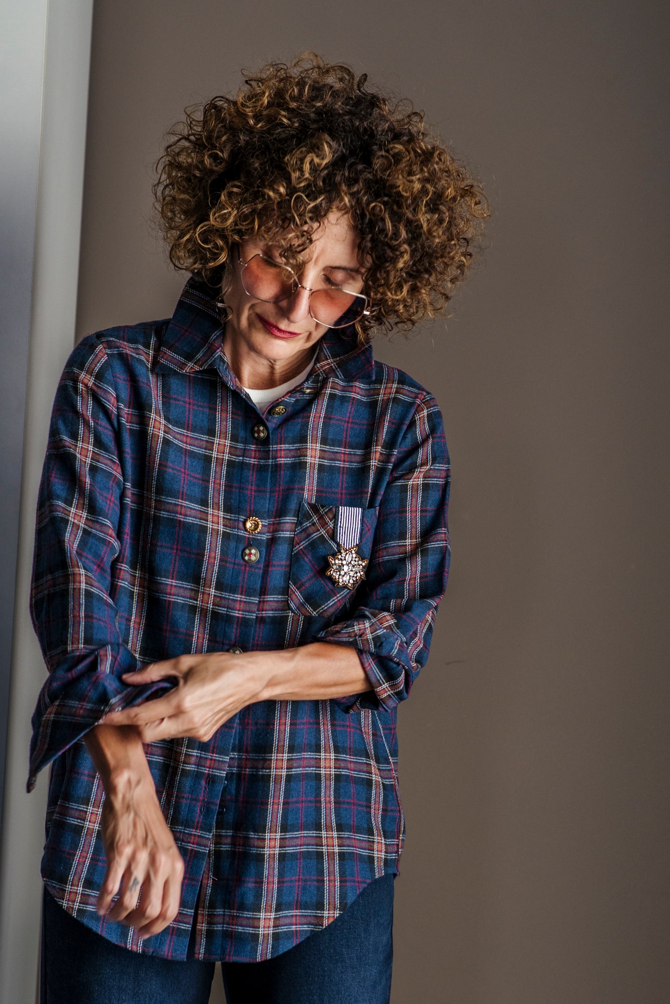 Camicia in flanella tartan blu