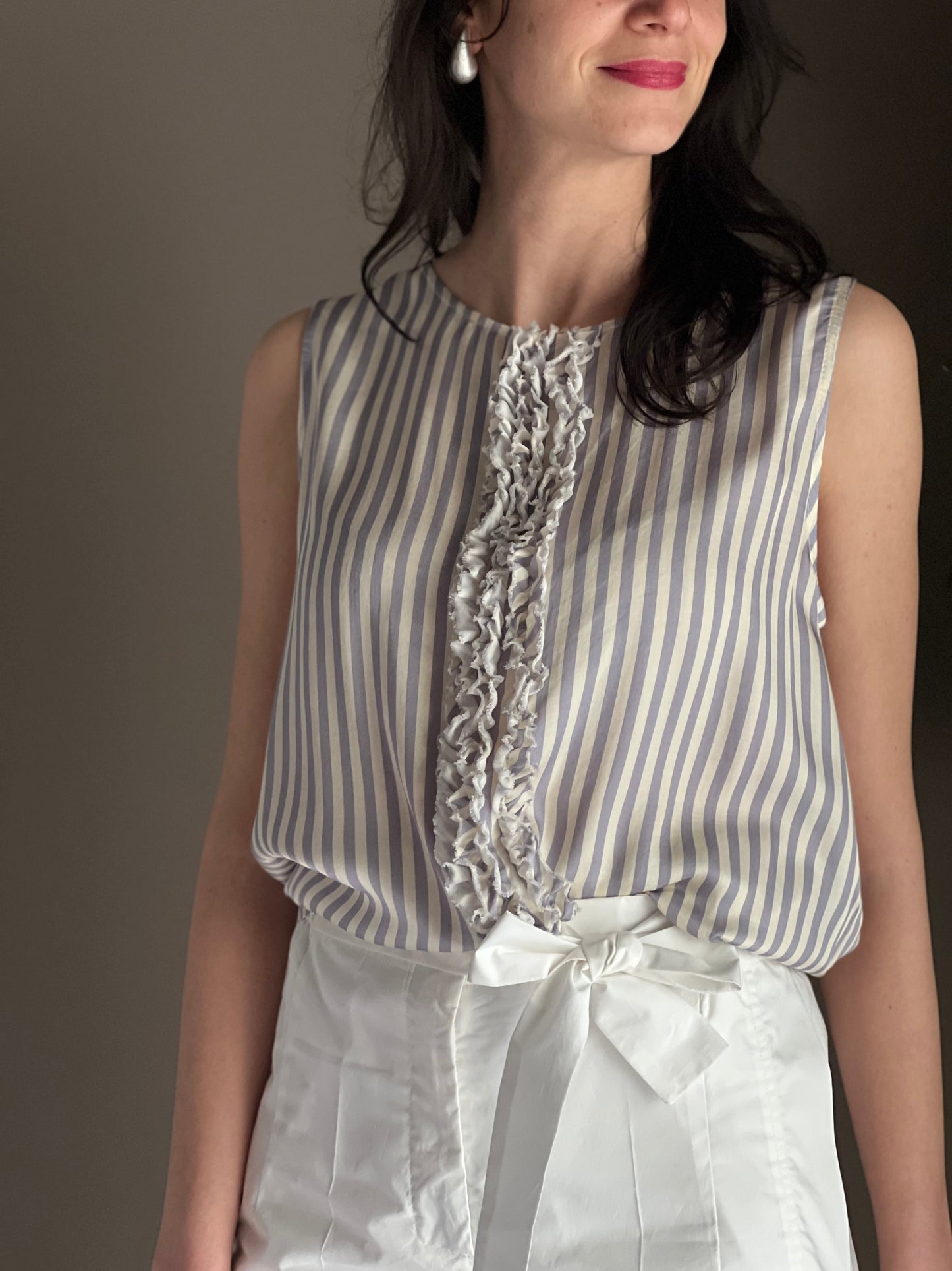Blusa rigata in viscosa