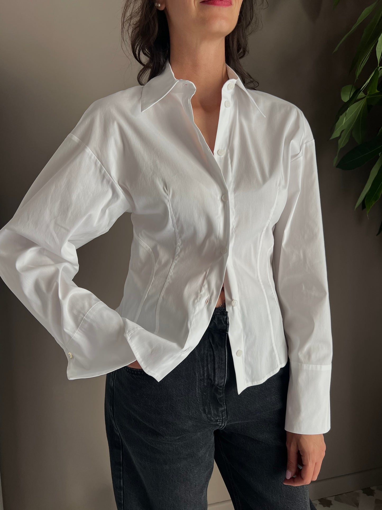 Camicia in cotone con spalla morbida