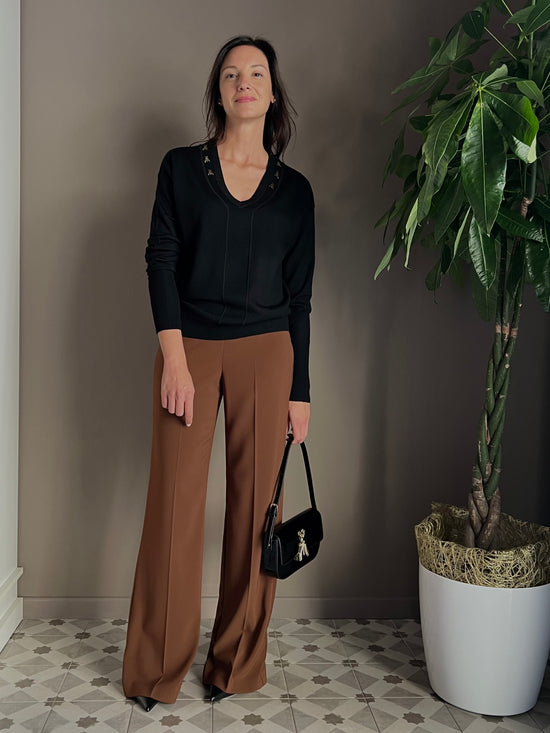Pantalone in crepe fluido Earth Brown