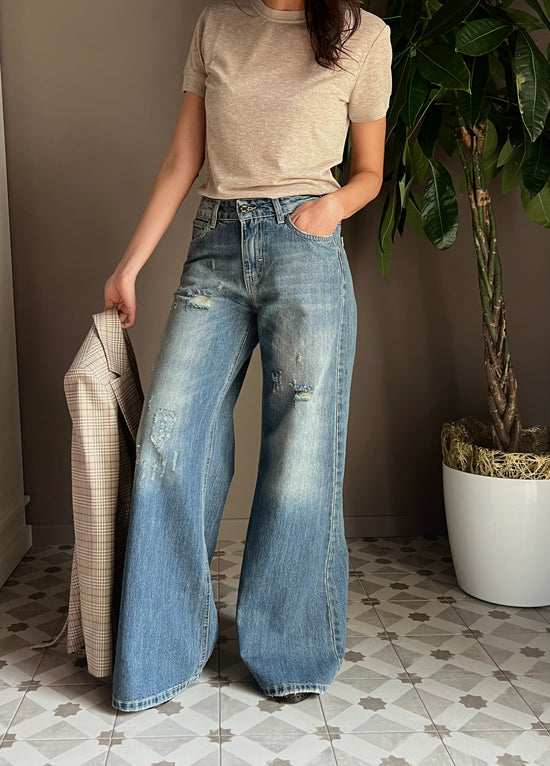 Pantalone in denim So Allure con elastico