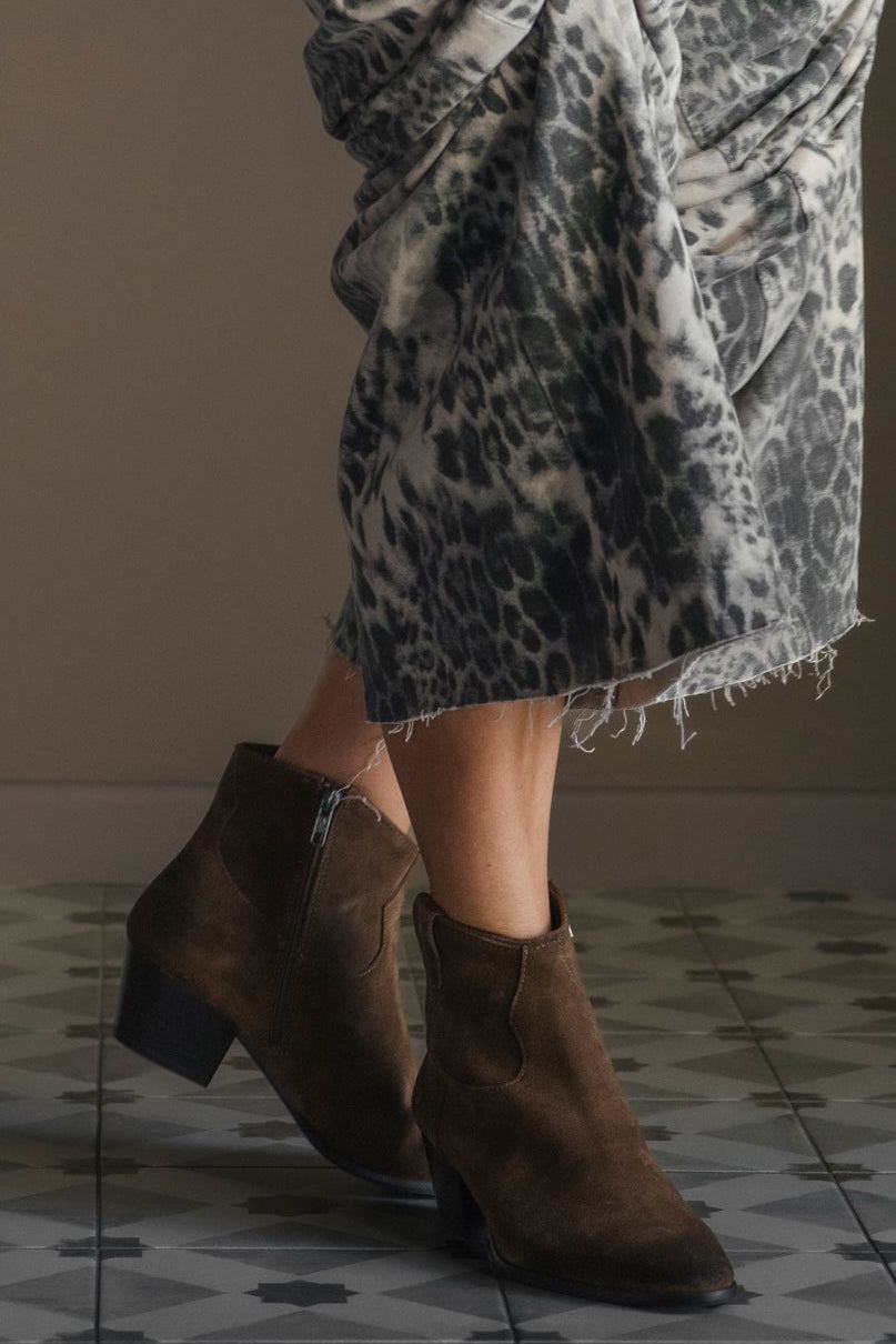 Stivaletto texano suede Mink