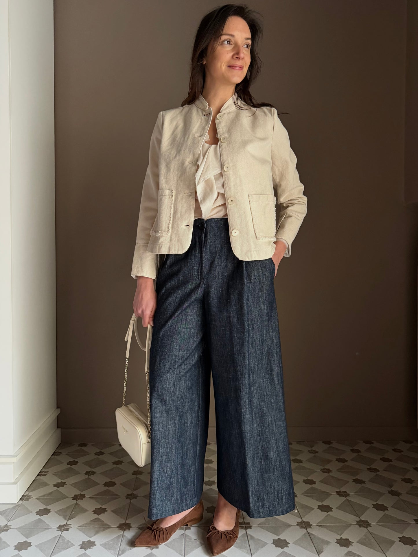 Giacca strutturata in cotone avorio