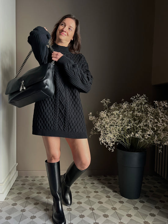 Mini abito lavorazione treccia in misto lana