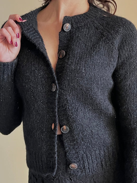 Cardigan girocollo nero