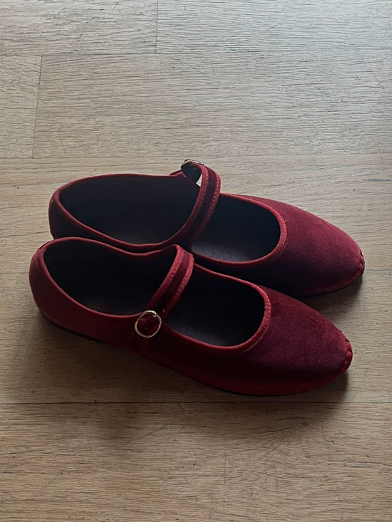 Mary Jane in velluto Bordeaux