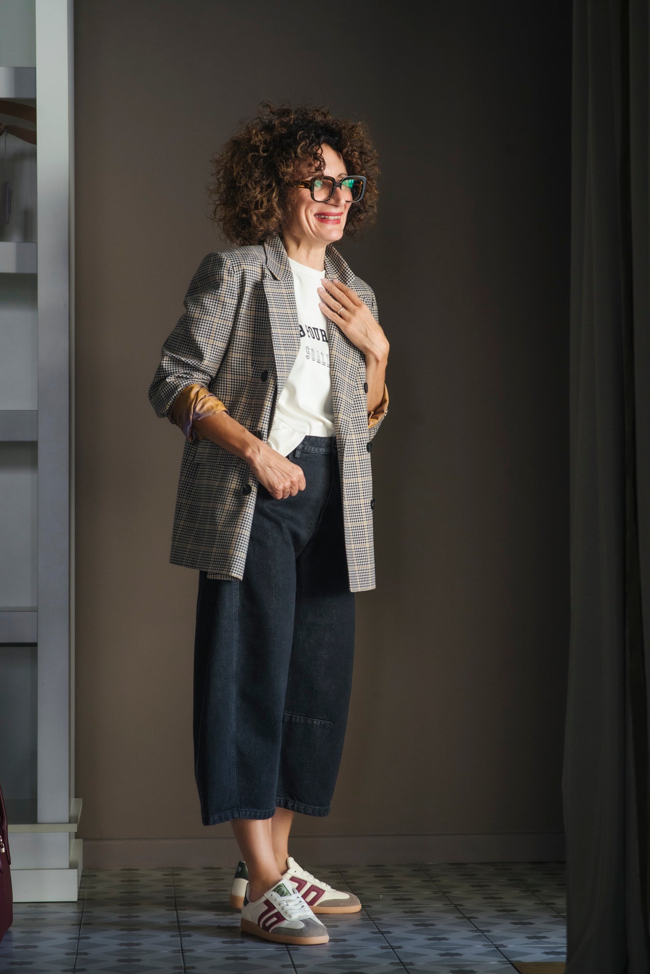 Pantalone denim cropped nero