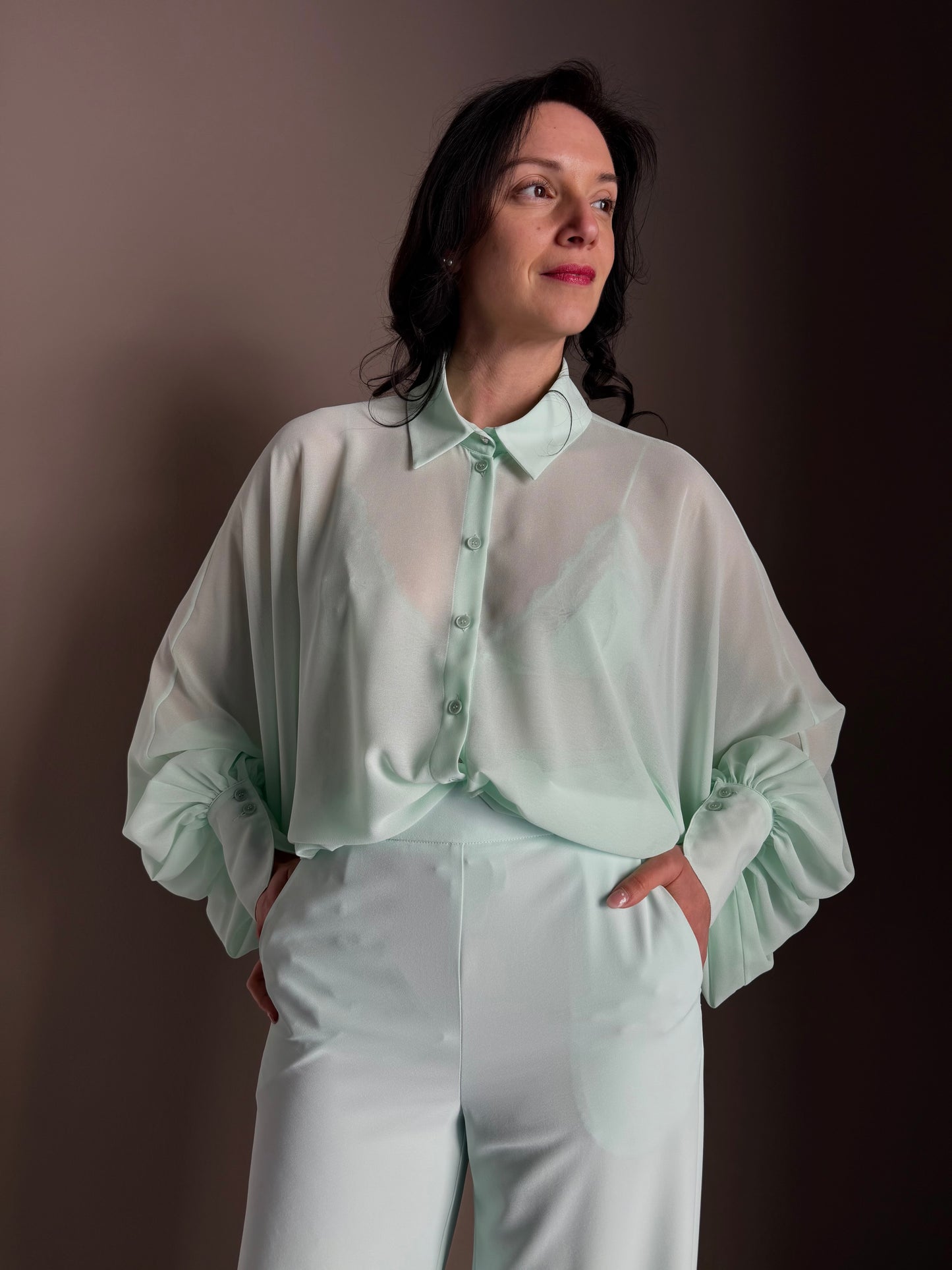 Camicia Patrizia Pepe Light Aqua