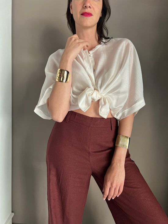 Camicia a scatolina manica corta cream