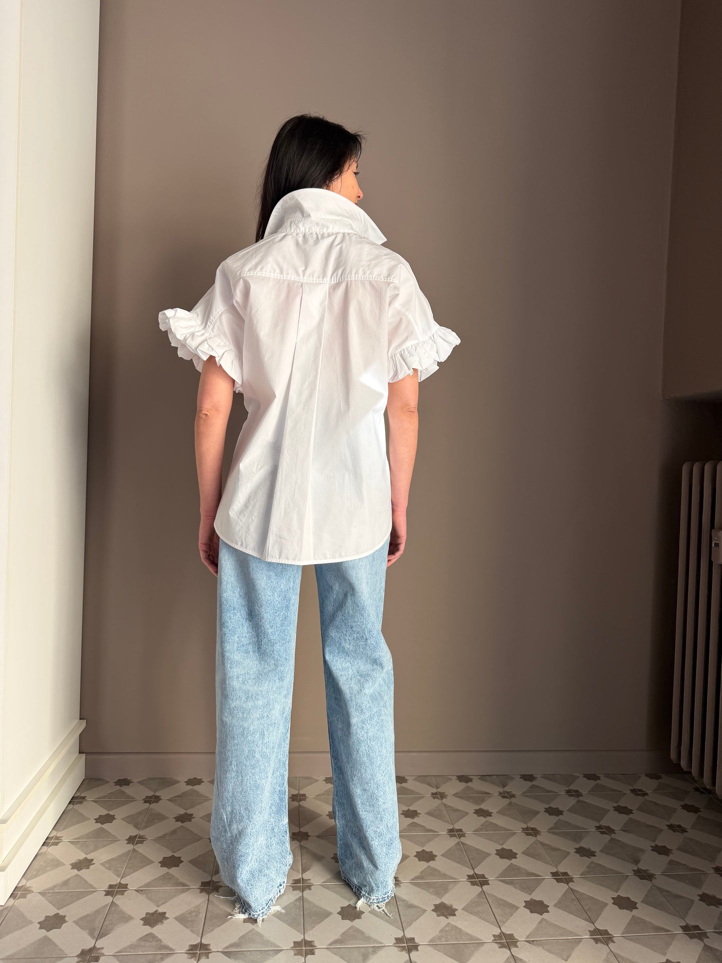 Camicia in Popeline con Margherite Crochet