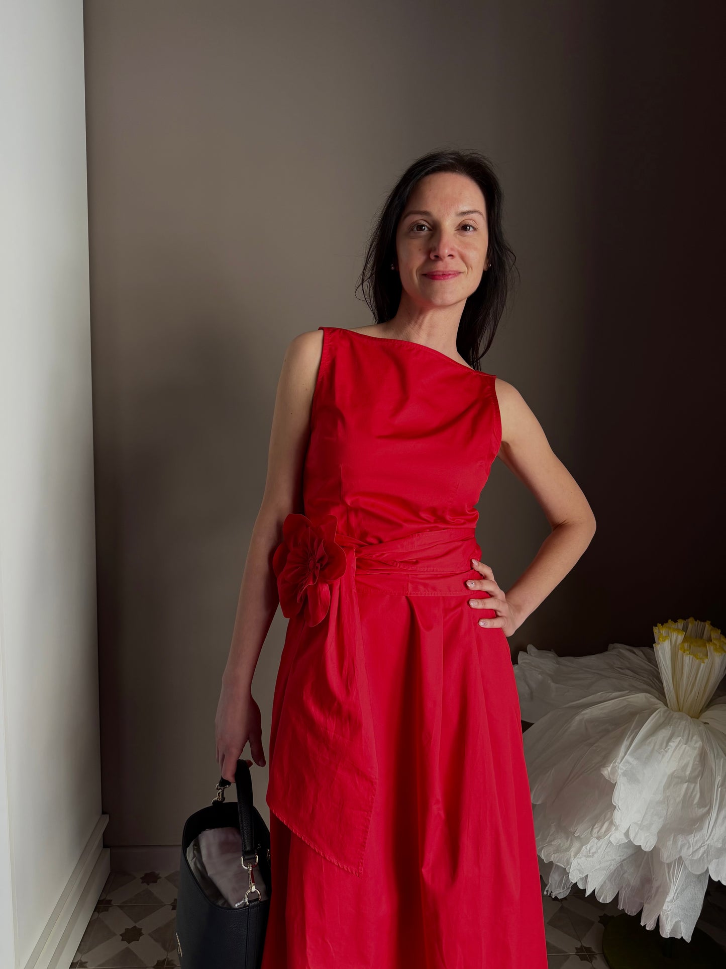 Abito Lungo Nenette in Cotone Rosso