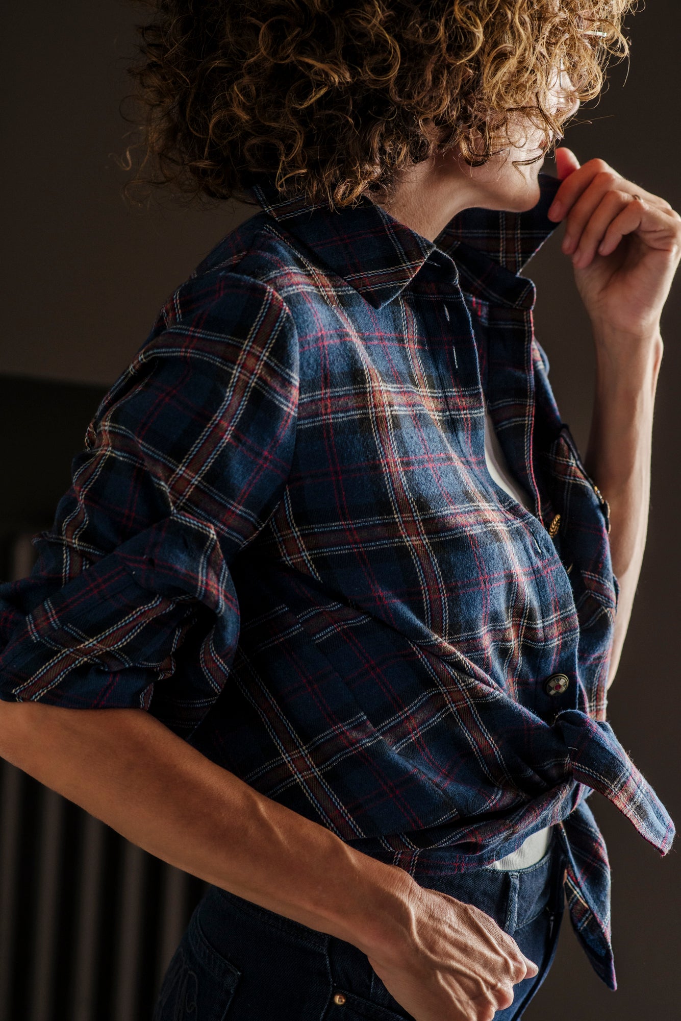 Camicia in flanella tartan blu