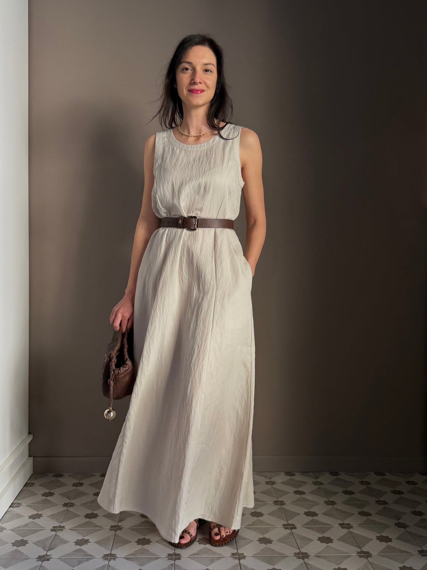 Vestito Lungo in Tessuto Strutturato – Alessia Santi