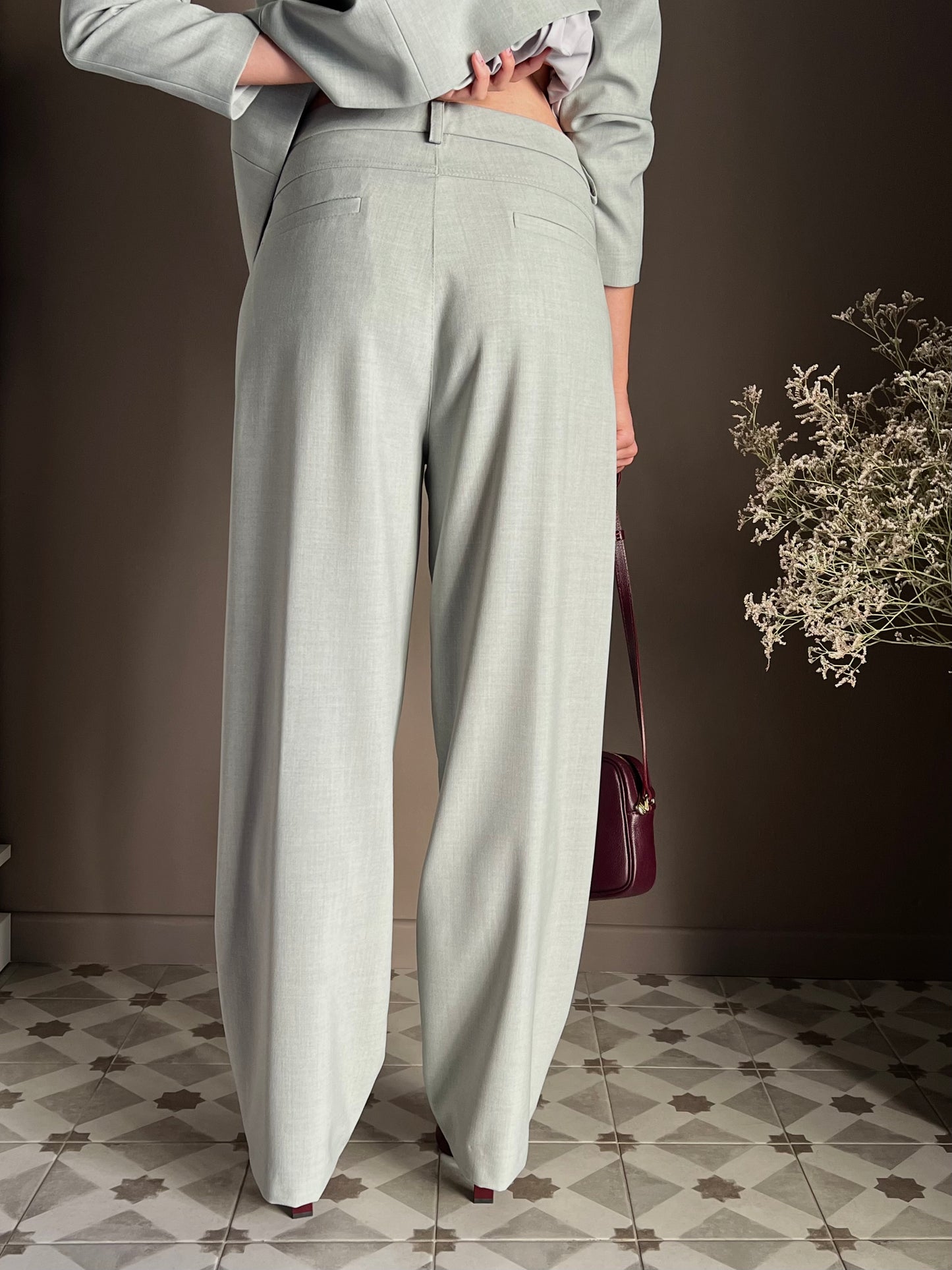 Pantalone morbido salvia