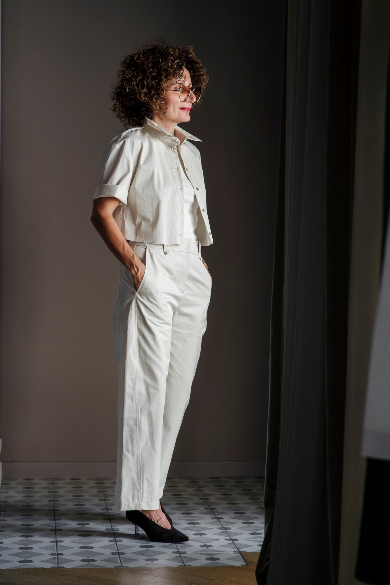Pantalone in cotone barrel fit White Sand