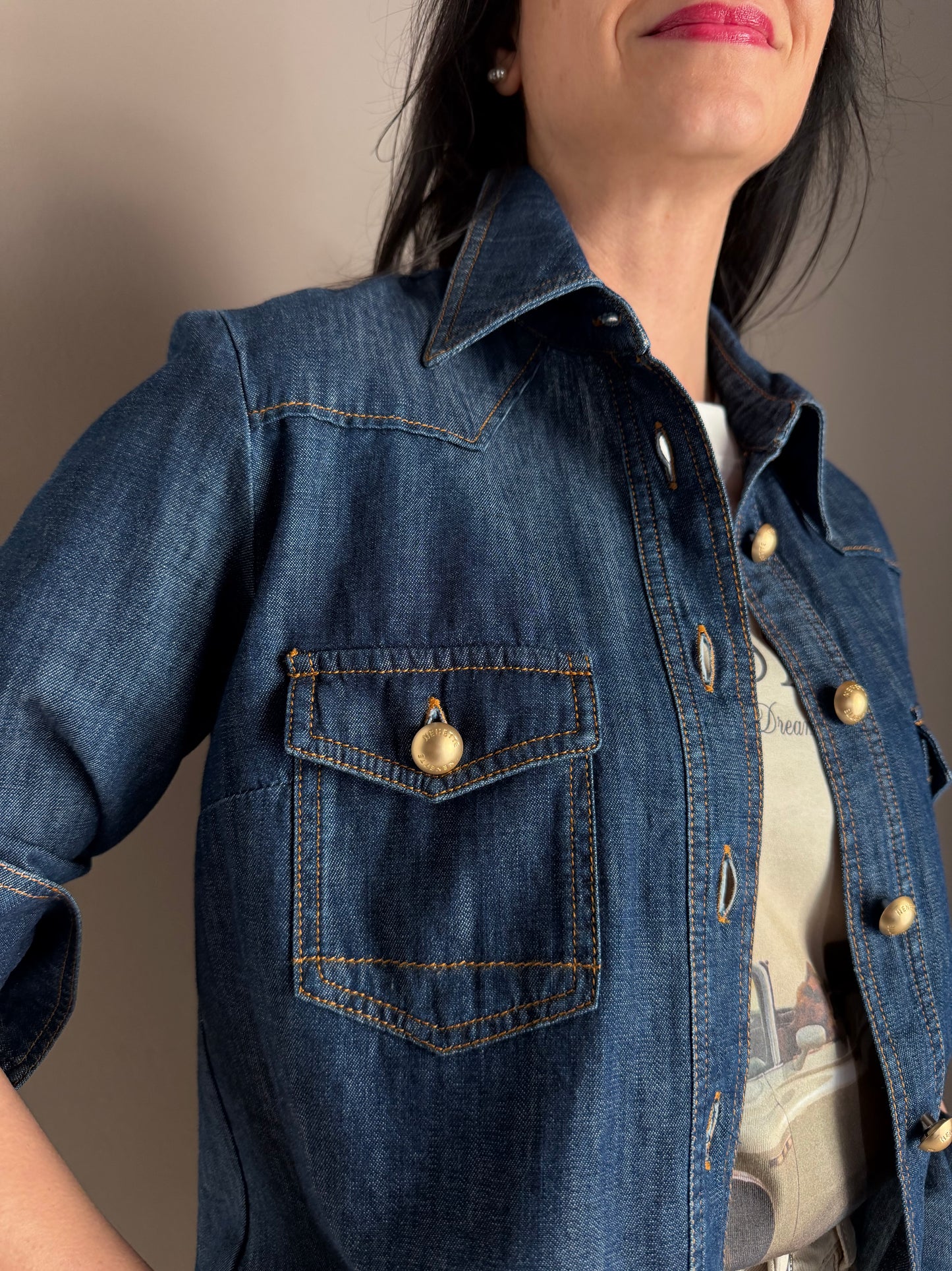 Camicia in Demin con dettagli Gold