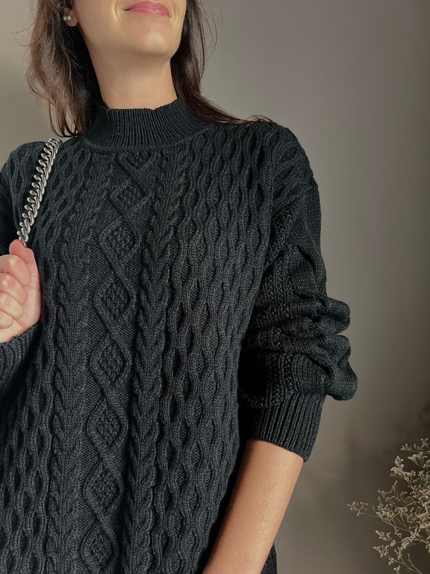 Mini abito lavorazione treccia in misto lana